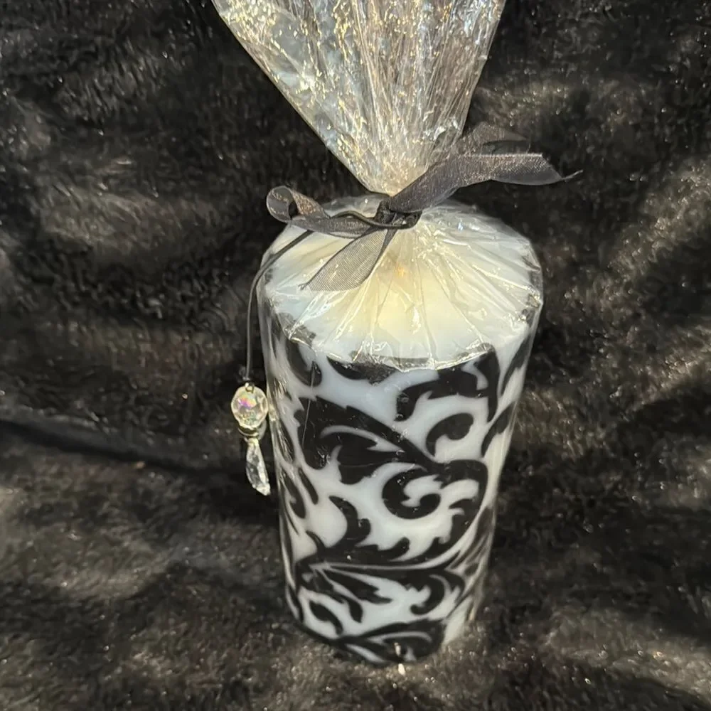 Elegant Black and White Decorative Candle